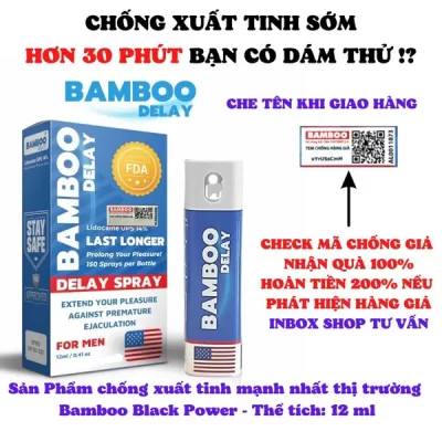 Chai xịt kéo dài quan hệ BAMBOO DELAY PREMIUM 12ml, chống xuất tinh sớm 100% chính hãng, tặng kèm bao cao su cao cấp giá sỉ - giá bán buôn