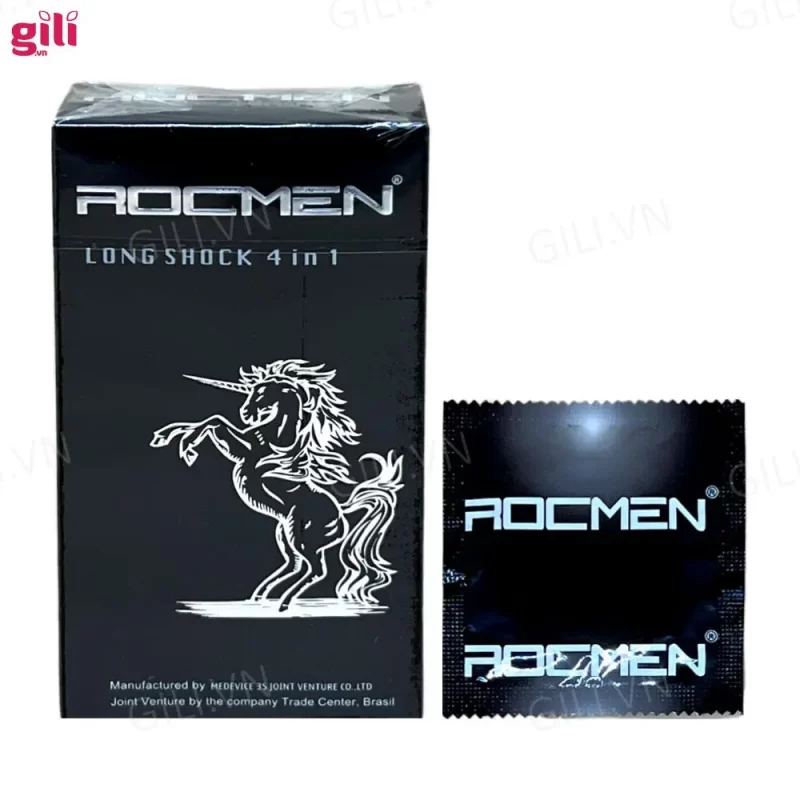 Bao cao su Rocmen Long Shock 4in1 hộp 12 chiếc kéo dài thời gian chính hãng